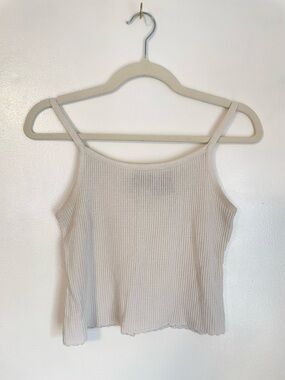 Route 66 cream ribbed rayon cotton fitted tank size medium